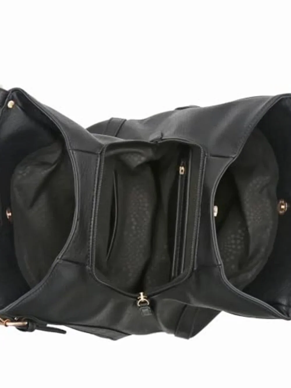 Lightweight Faux Leather 3-Compartment Medium Hobo Bag with Zipper and Magnetic